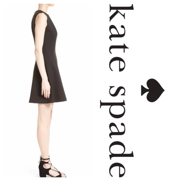 New Kate Spade Stretch Crepe Flip Dress Black - Picture 3 of 5